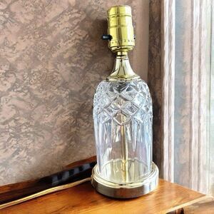 VTG Leviton Jelly Jar Table Lamp 10” Crystal Cut Glass Brass Boudoir MCM UL
